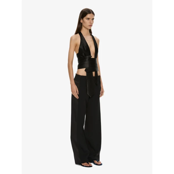 Christopher Esber Tuxedo Contrast Wool Trouser in Black | Pants | Luxury Shoes 
