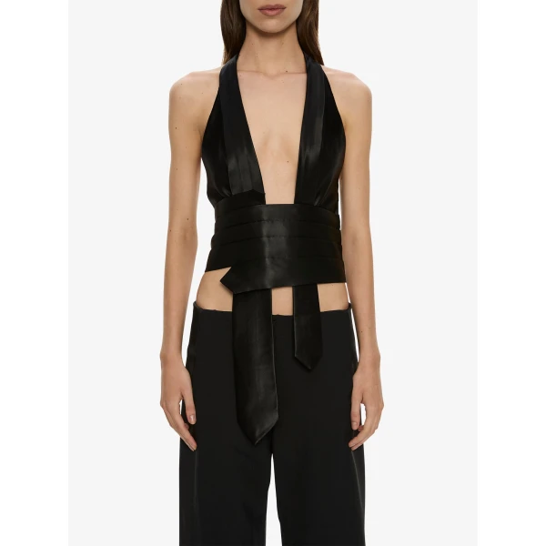Christopher Esber Tuxedo Contrast Wool Trouser in Black | Pants | Luxury Shoes 