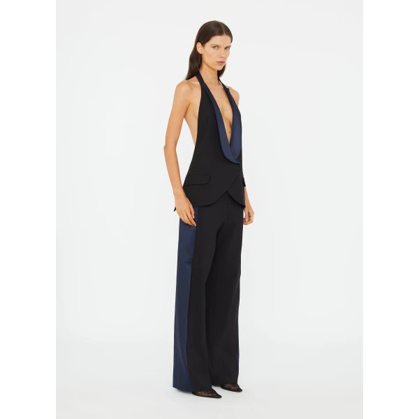 Christopher Esber Tuxedo Contrast Wool Trouser in Black Ink | Pants | Luxury Shoes 