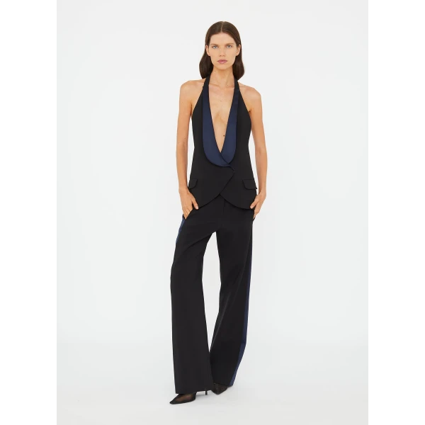 Christopher Esber Tuxedo Contrast Wool Trouser in Black Ink | Pants | Luxury Shoes 