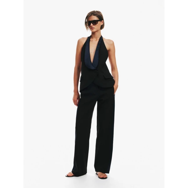 Christopher Esber Tuxedo Contrast Wool Trouser in Black Ink | Pants | Luxury Shoes 
