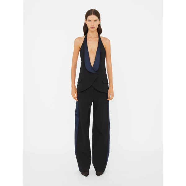 Christopher Esber Tuxedo Contrast Wool Vest in Black Ink | Vests | Luxury Shoes 
