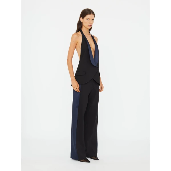 Christopher Esber Tuxedo Contrast Wool Vest in Black Ink | Vests | Luxury Shoes 