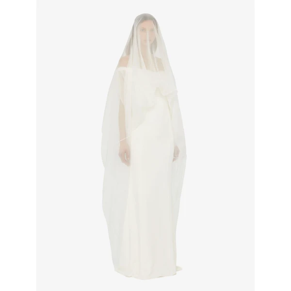 Christopher Esber Vapour Overlay Silk Gown in White | Evening Gowns | Luxury Shoes 