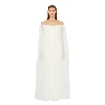 Christopher Esber Vapour Overlay Silk Gown in White | Evening Gowns | Luxury Shoes 