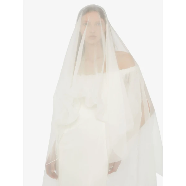 Christopher Esber Vapour Overlay Silk Gown in White | Evening Gowns | Luxury Shoes 