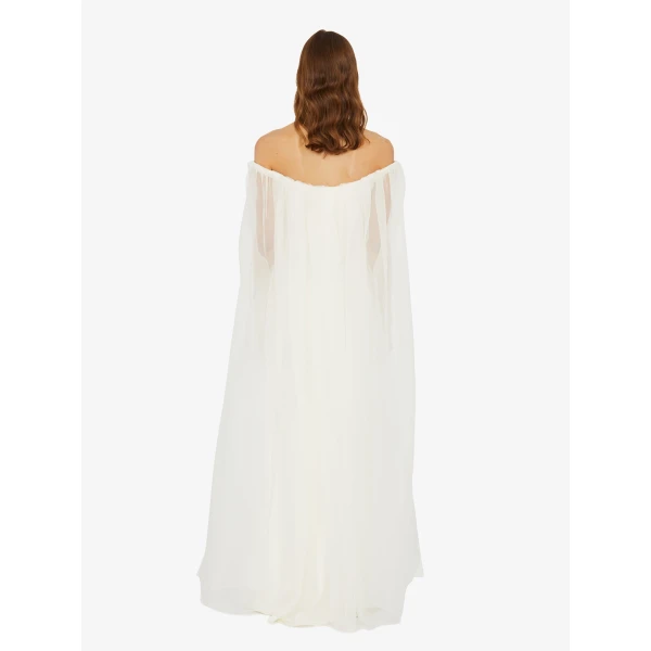 Christopher Esber Vapour Overlay Silk Gown in White | Evening Gowns | Luxury Shoes 