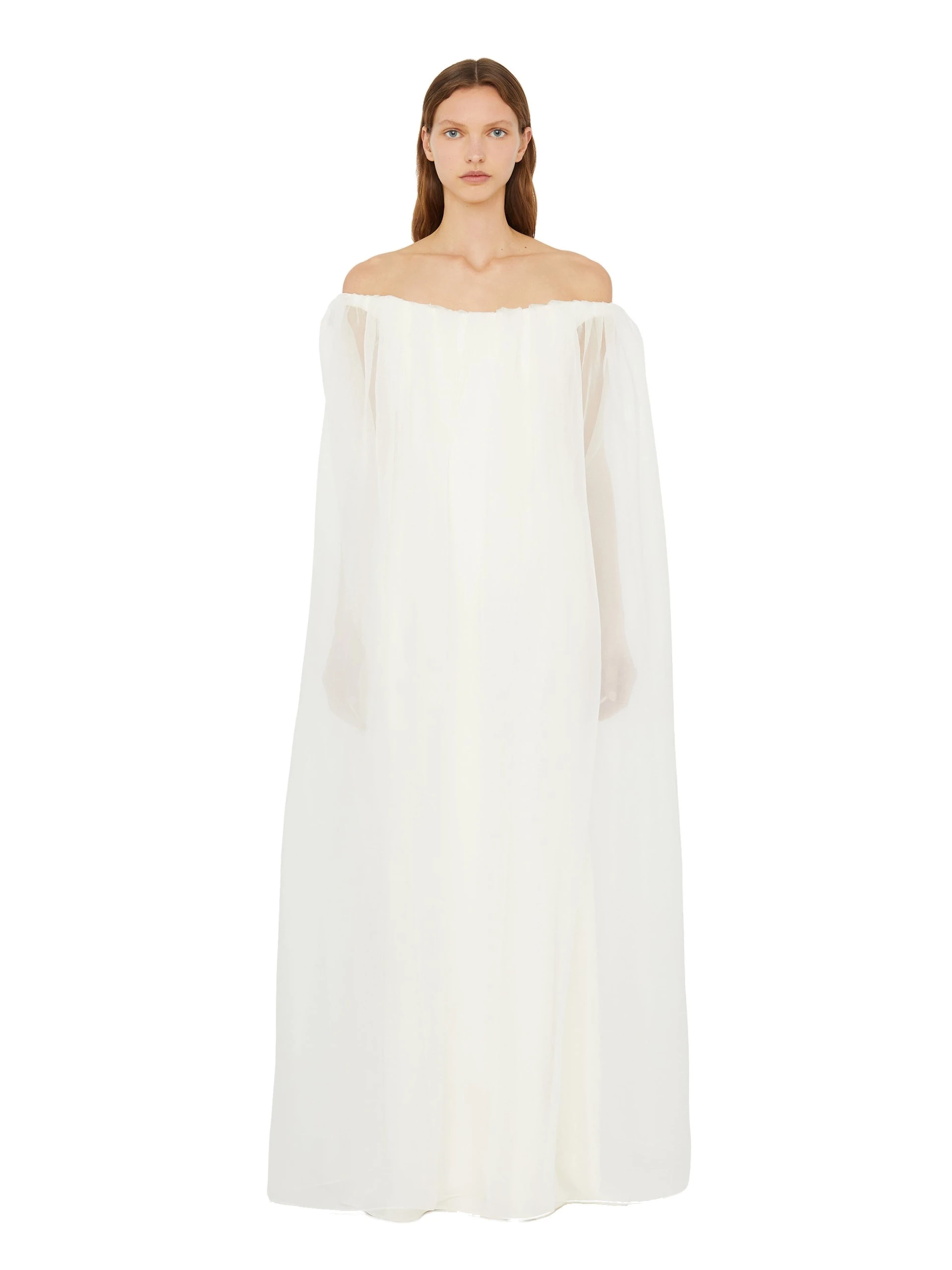 Christopher Esber Vapour Overlay Silk Gown in White Christopher Esber Vapour Overlay Silk Gown in White | Evening Gowns | Luxury Shoes