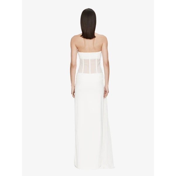 Christopher Esber Veiled Corset Dress in White | Maxi Dresses | Luxury Shoes 