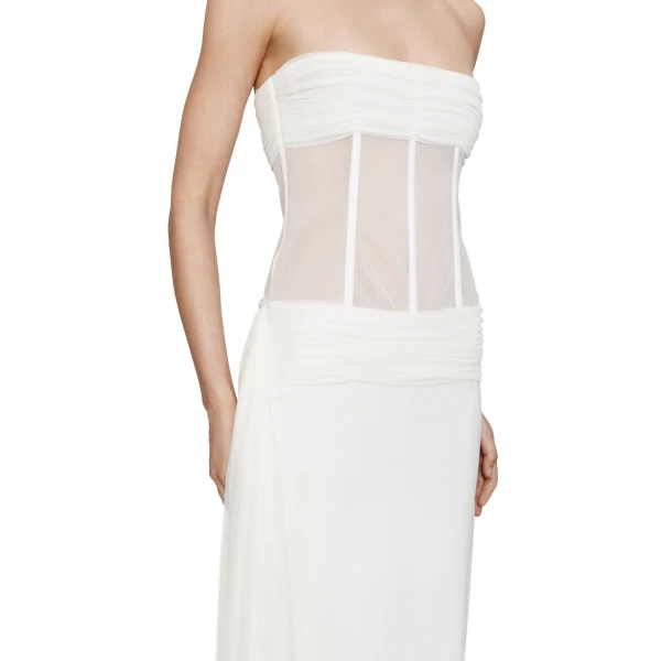 Veiled Corset Dress in White