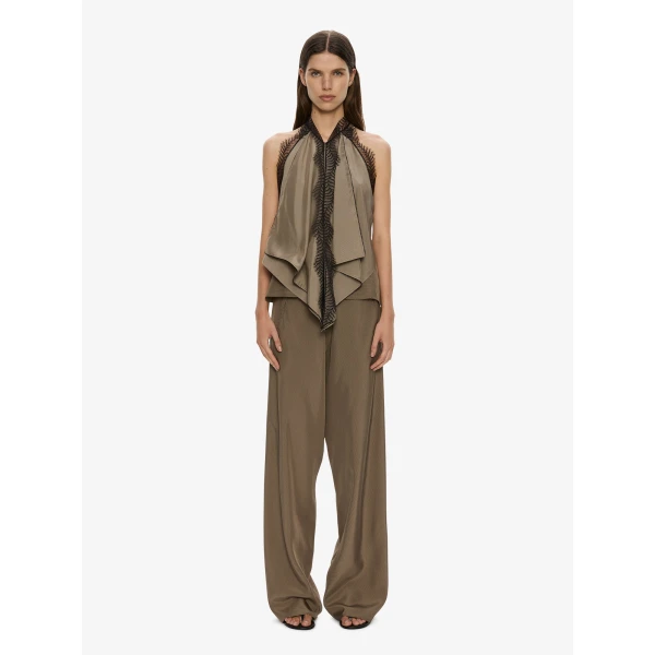 Christopher Esber Vera Split Lace Handkerchief Top in Light Umber | Tops | Luxury Shoes 