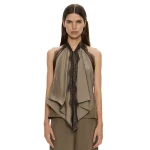 Christopher Esber Vera Split Lace Handkerchief Top in Light Umber | Tops | Luxury Shoes 