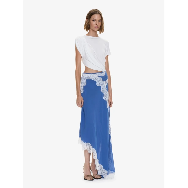 Christopher Esber Verve Twisted Tee Dress in Azurite White | Midi Dresses | Luxury Shoes 