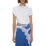 Christopher Esber Verve Twisted Tee Dress in Azurite White | Midi Dresses | Luxury Shoes 