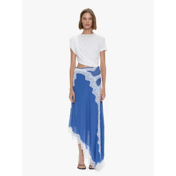 Christopher Esber Verve Twisted Tee Dress in Azurite White | Midi Dresses | Luxury Shoes 