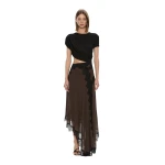 Christopher Esber Verve Twisted Tee Dress in Husk Black | Midi Dresses | Luxury Shoes 