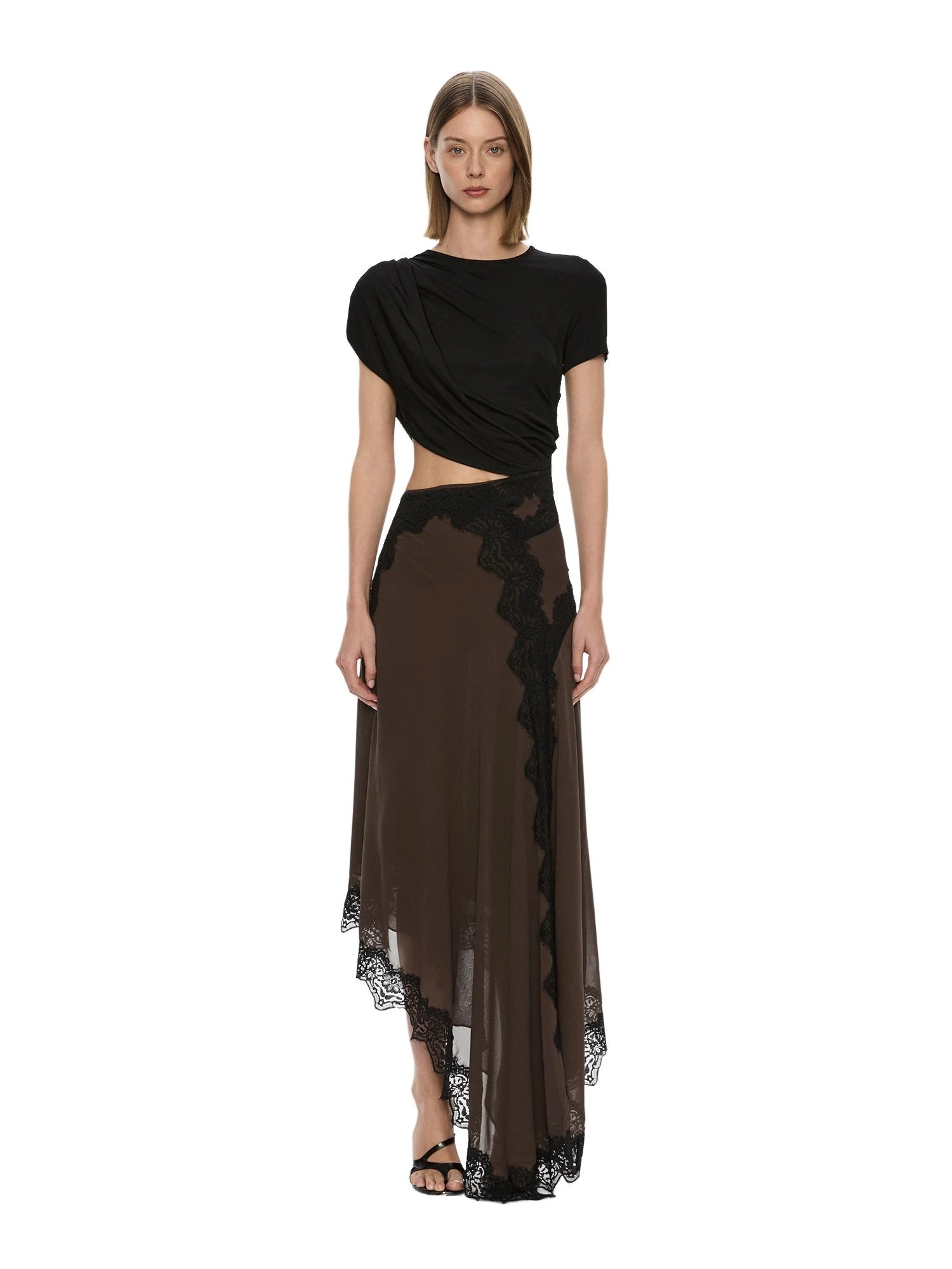 Christopher Esber Verve Twisted Tee Dress in Husk Black Christopher Esber Verve Twisted Tee Dress in Husk Black | Midi Dresses | Luxury Shoes