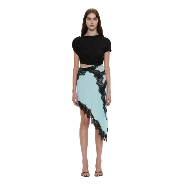 Christopher Esber Verve Twisted Tee Mini Dress in Mystic Mint Multi | Mini Dresses | Luxury Shoes 