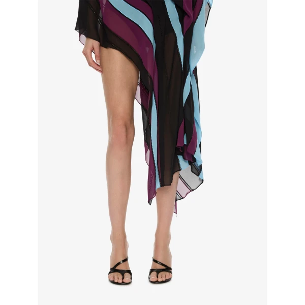 Christopher Esber Vin Panelled Picot Silk Drape Dress in Powder Blue Plum | Dresses | Luxury Shoes 