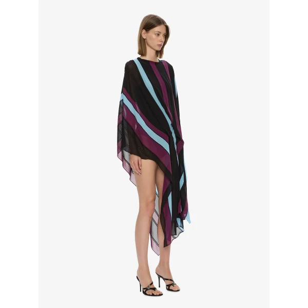 Christopher Esber Vin Panelled Picot Silk Drape Dress in Powder Blue Plum | Dresses | Luxury Shoes 