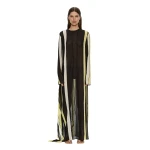 Christopher Esber Vin Panelled Picot Silk Long Sleeve Dress in Targa Yellow Black | Maxi Dresses | Luxury Shoes 