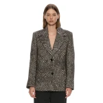 Christopher Esber Warped Herringbone Peacoat in Charcoal White | Coats | Luxury Shoes 