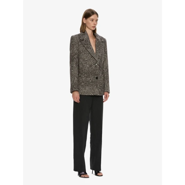 Christopher Esber Warped Herringbone Peacoat in Charcoal White | Coats | Luxury Shoes 