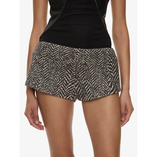 Christopher Esber Warped Herringbone Tailored Short in Charcoal White | Shorts | Luxury Shoes 