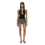 Christopher Esber Warped Herringbone Tailored Short in Charcoal White | Shorts | Luxury Shoes 