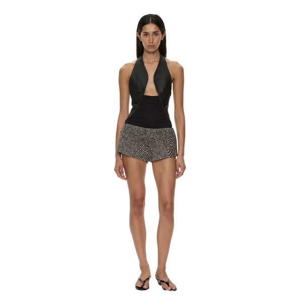 Warped Herringbone Tailored Short in Charcoal White