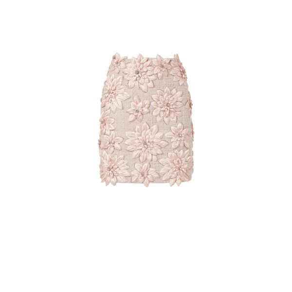 Adana Petal Lurex Satin Mini Skirt in Dusty Pink