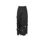 Costarellos Alexina Floral-Cut Satin Pencil Skirt in Black | Luxury Shoes 