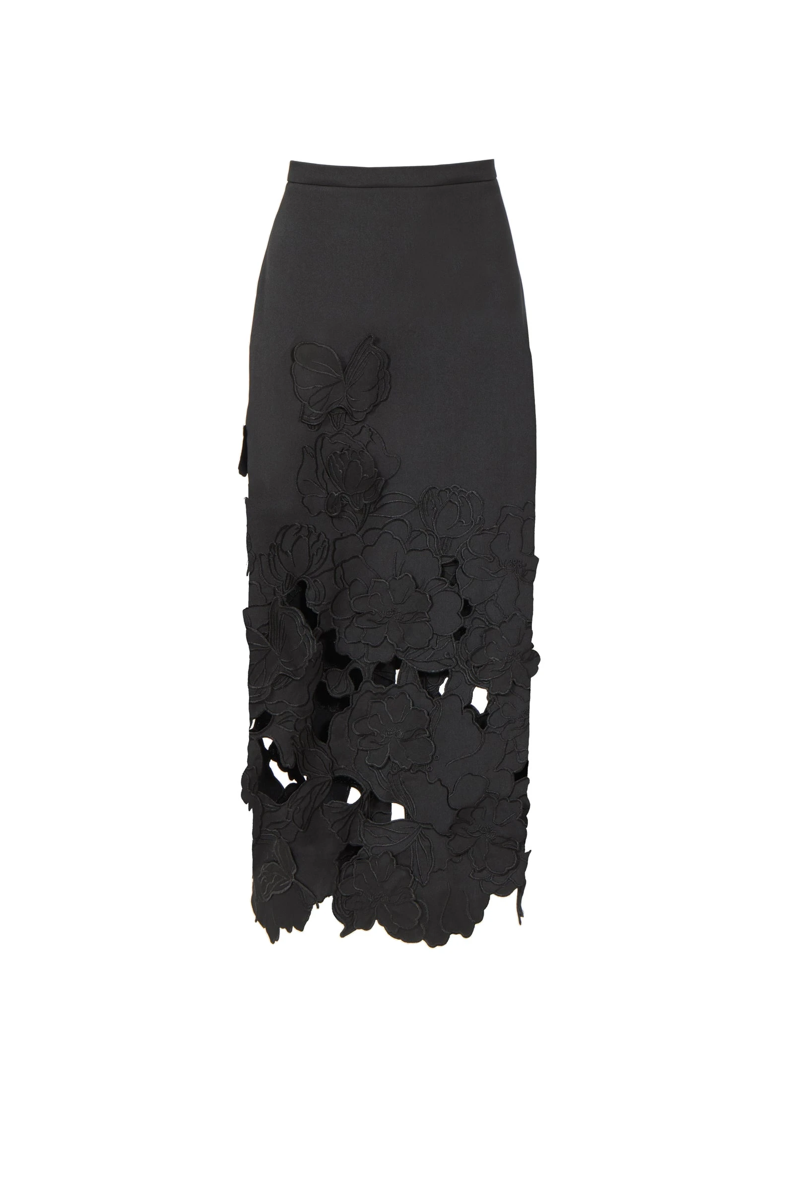 Costarellos Alexina Floral-Cut Satin Pencil Skirt in Black Costarellos Alexina Floral-Cut Satin Pencil Skirt in Black | Luxury Shoes
