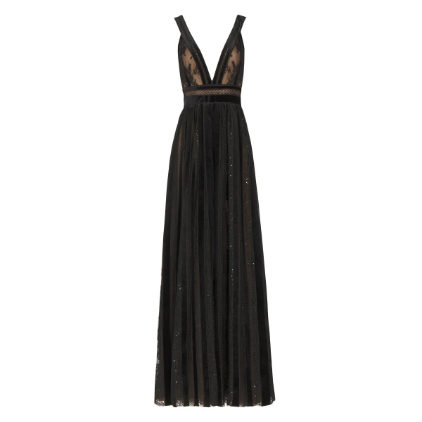 Andrie French Lace Gown in Black