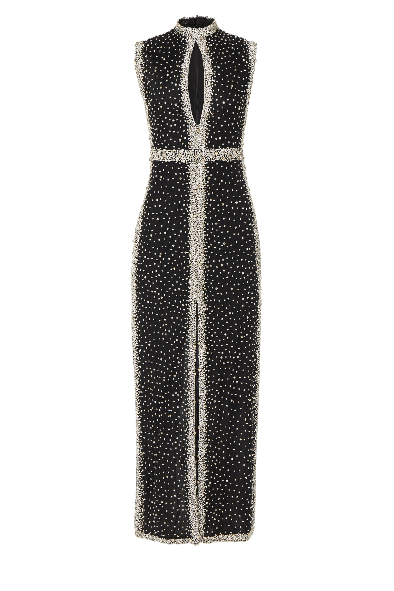 Costarellos Belina Embroidered Crystals Column Gown in Black Costarellos Belina Embroidered Crystals Column Gown in Black | Luxury Shoes