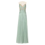 Costarellos Branka Lurex Georgette Gown in Mint | Luxury Shoes 
