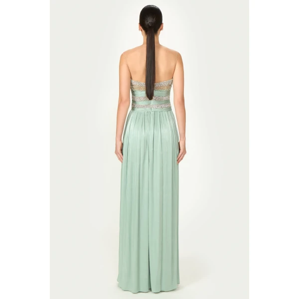 Costarellos Branka Lurex Georgette Gown in Mint | Evening Gowns | Luxury Shoes 