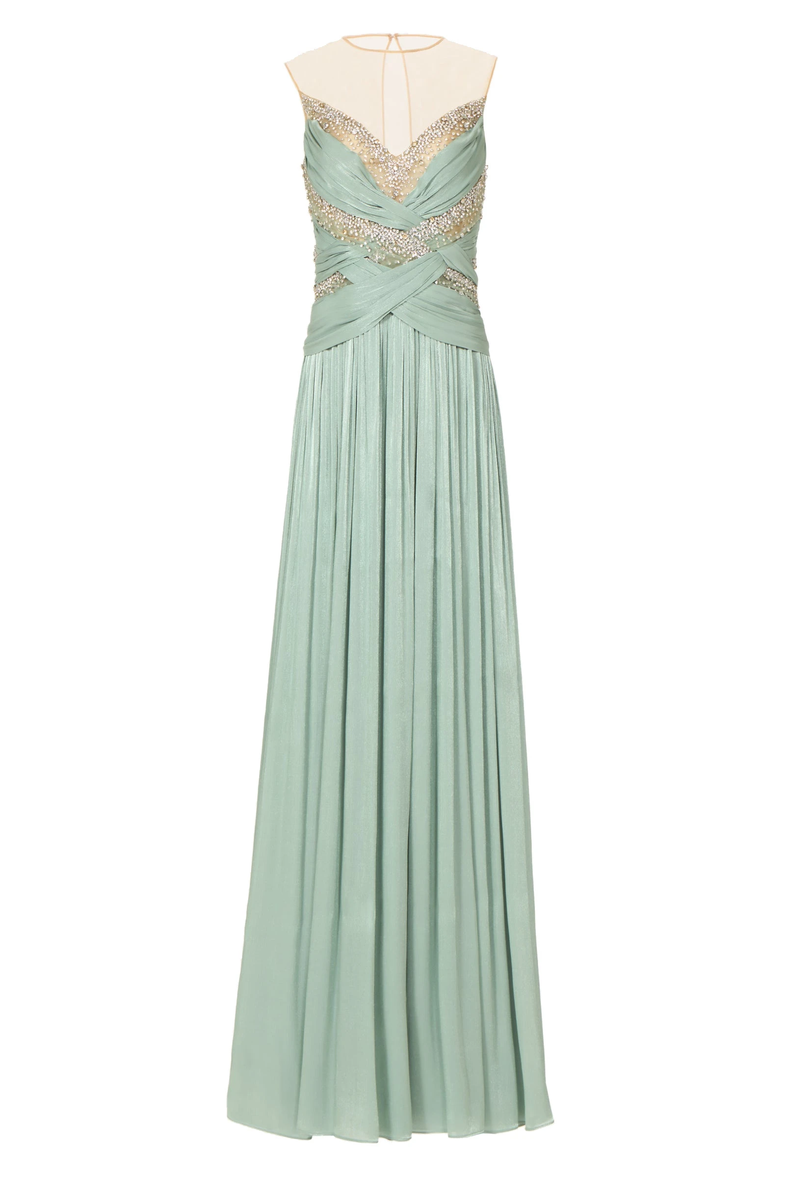 Costarellos Branka Lurex Georgette Gown in Mint Costarellos Branka Lurex Georgette Gown in Mint | Luxury Shoes