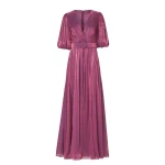 Costarellos Brennie Lurex Georgette Dress in Purple | Luxury Shoes 