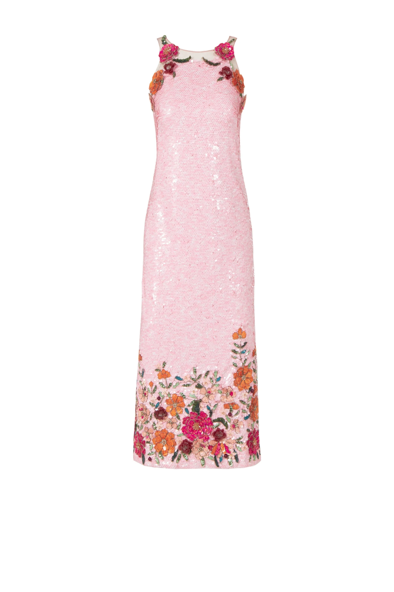 Costarellos Capria Sequin Midi Dress in Pink Costarellos Capria Sequin Midi Dress in Pink | Luxury Shoes