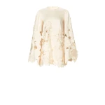 Costarellos Claudie Floral-Cut Satin Tunic in Cream | Luxury Shoes 