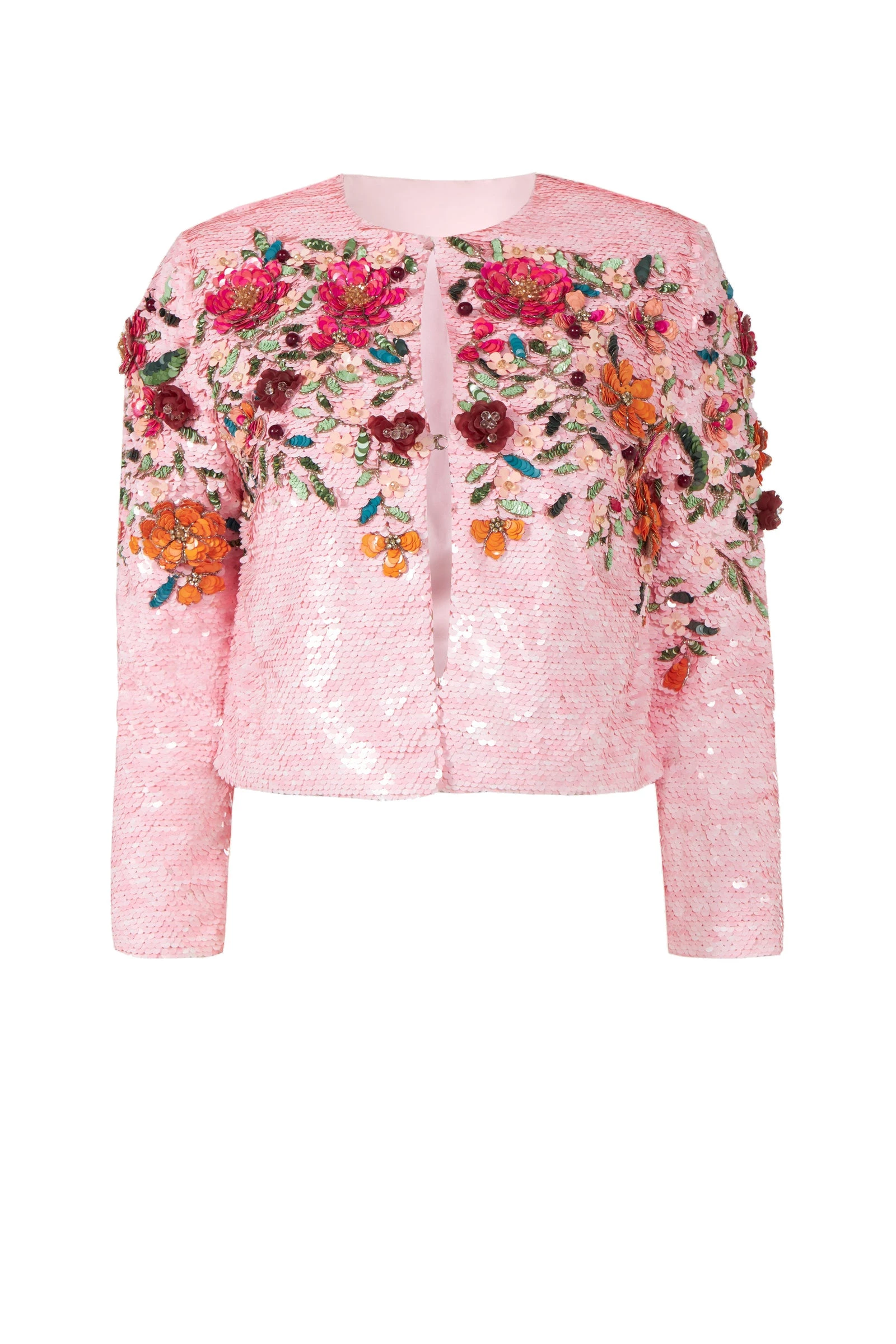 Costarellos Crissy Sequin Floral Jacket in Dusty Pink Costarellos Crissy Sequin Floral Jacket in Dusty Pink | Luxury Shoes