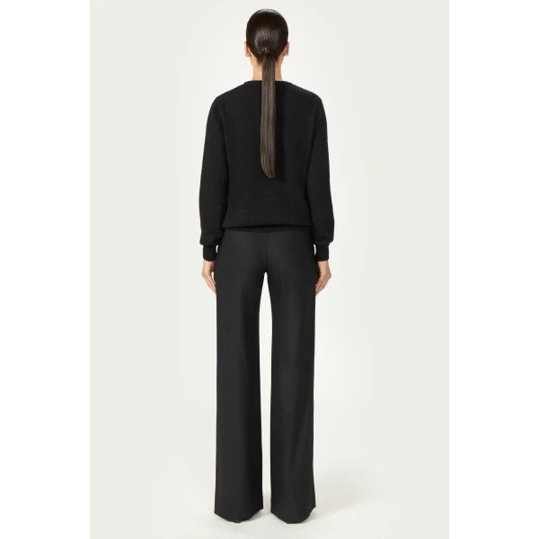 Costarellos Daline Wool Tailored Wide-Leg Trousers in Black | Wide leg pants | Luxury Shoes 