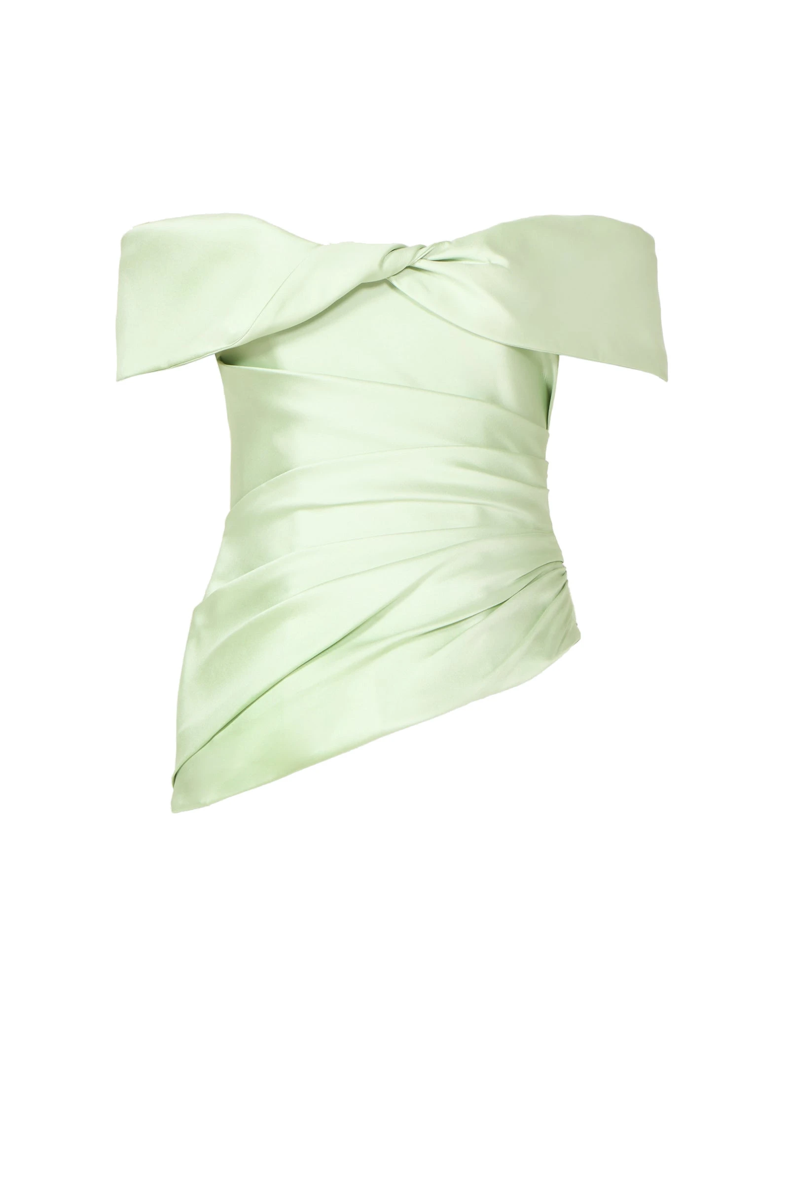 Costarellos Devina Silk Mikado Off-Shoulder Top in Anise Green Costarellos Devina Silk Mikado Off-Shoulder Top in Anise Green | Luxury Shoes