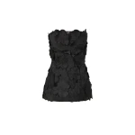 Costarellos Edita Floral-Cut Satin Bustier in Black | Luxury Shoes 