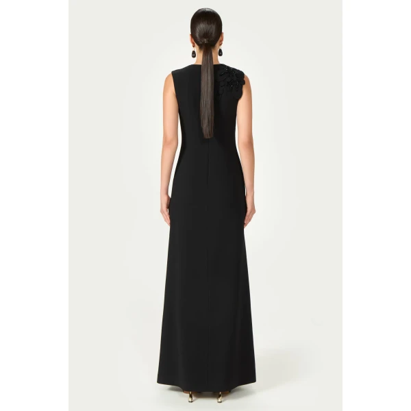 Costarellos Jevi Crepe Sleeveless Gown in Black | Evening Gowns | Luxury Shoes 