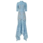 Costarellos Kalissa Guipure Lace Dress in Pearl Blue | Luxury Shoes 