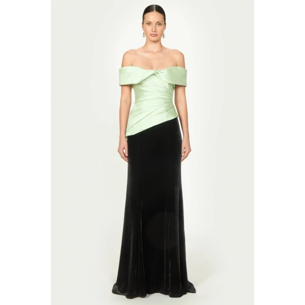 Costarellos Laudrie Velvet Maxi Skirt in Black | Maxi Skirts | Luxury Shoes 