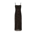 Costarellos Leona Beaded French Lace Cami Midi Dress in Black | Luxury Shoes 