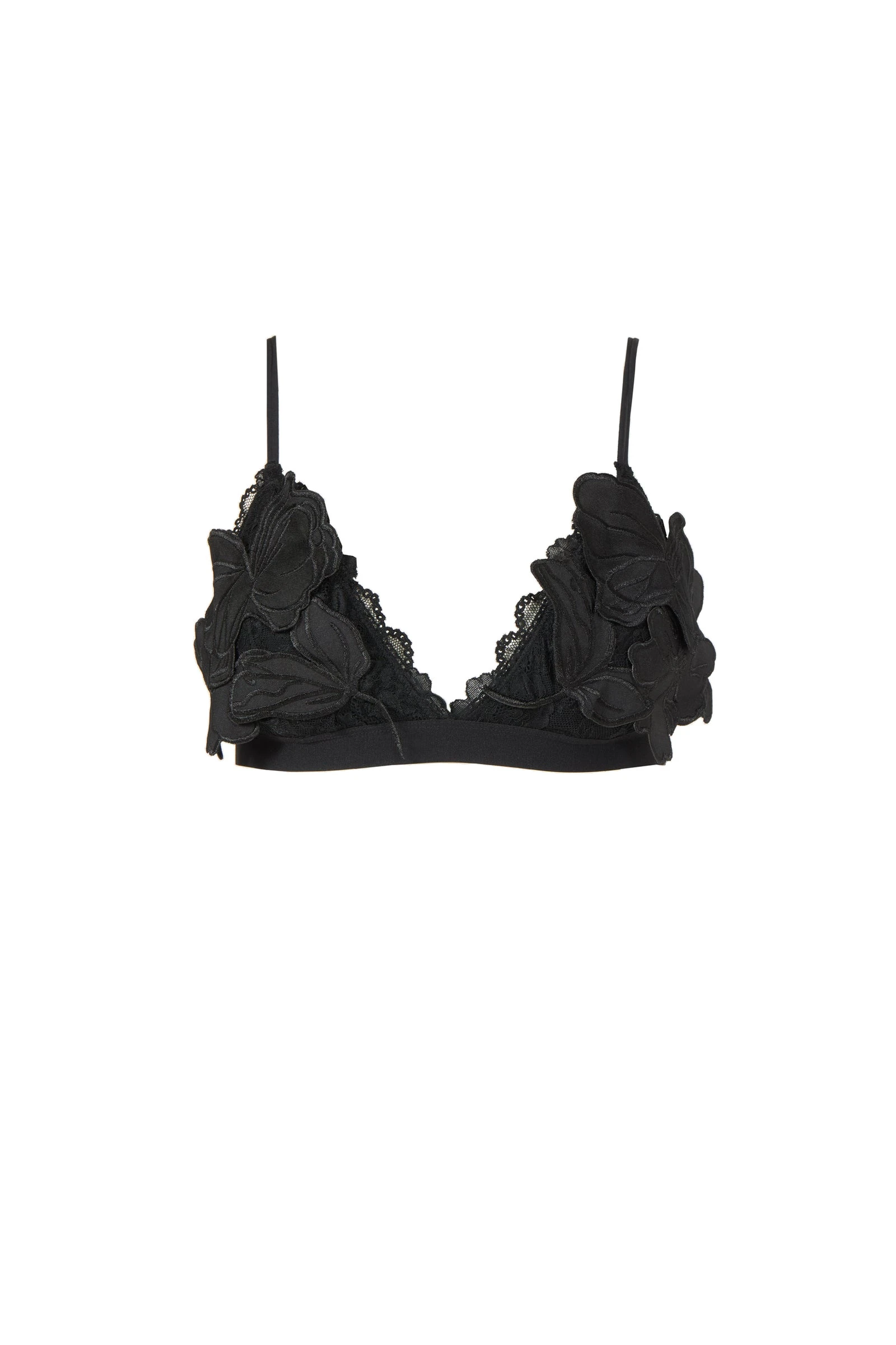 Costarellos Lex Floral-Cut Satin Bralette in Black Costarellos Lex Floral-Cut Satin Bralette in Black | Luxury Shoes